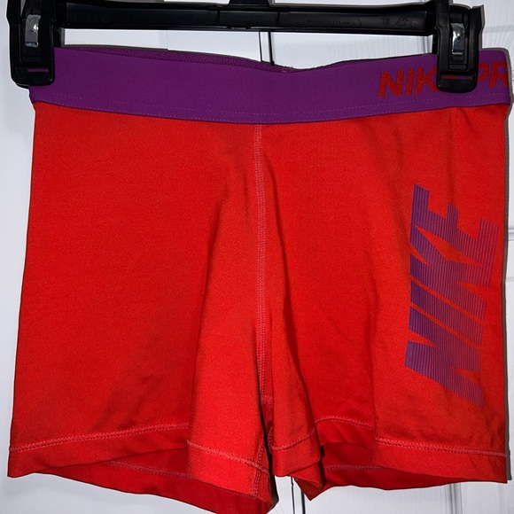 Red Nike Pro shorts, purple accents - Picture 3 of 3